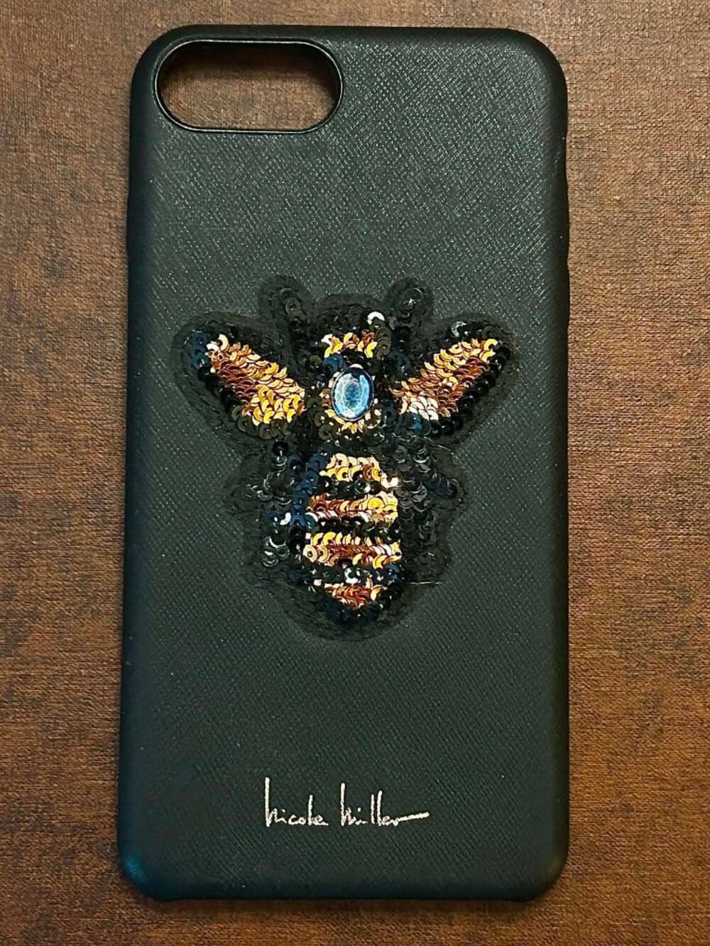 New NICOLE MILLER Queen Bee Jewel Sequin Phone Case Cover Apple 7&8 Plus Models